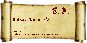 Babos Manassé névjegykártya
